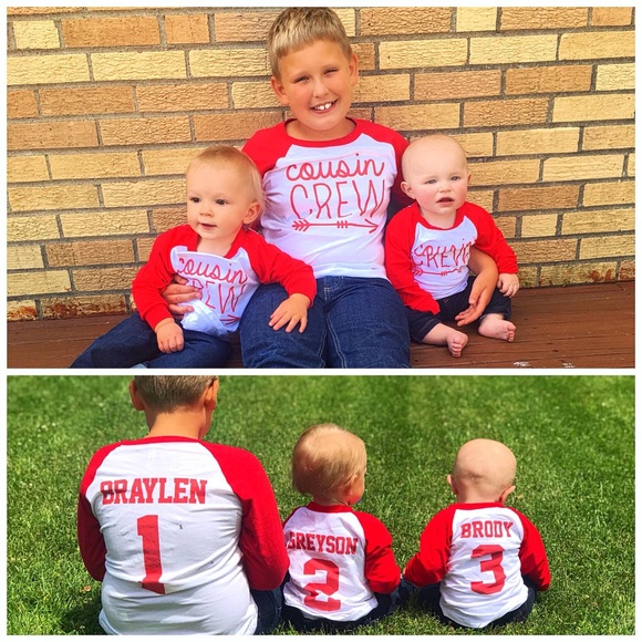 🆕Personalized Kids Cousin Crew Raglan Tees - Picture 3 of 9
